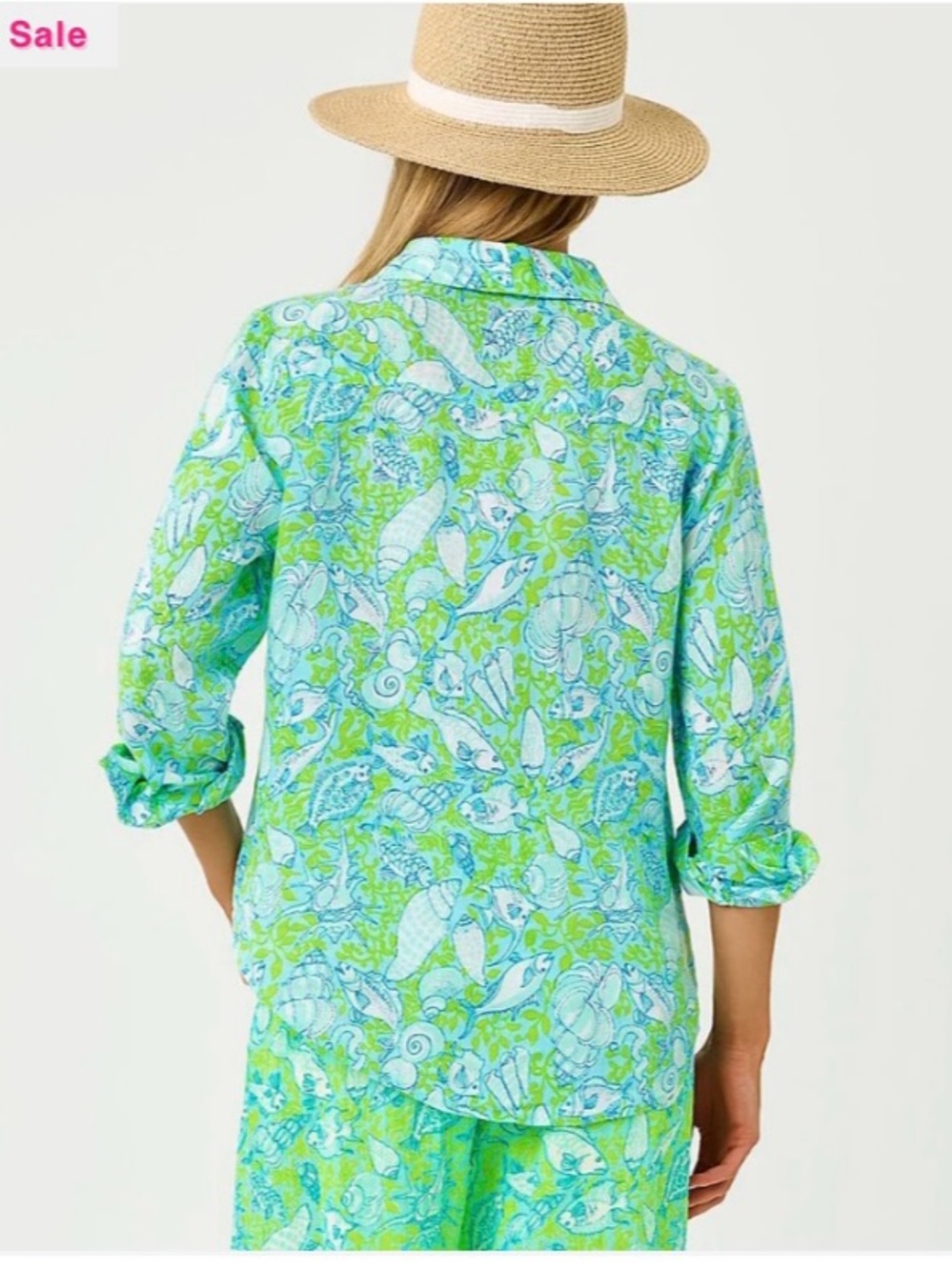 NWT Lilly Pulitzer linen button down shirt Day dream blue size S - Picture 2 of 5